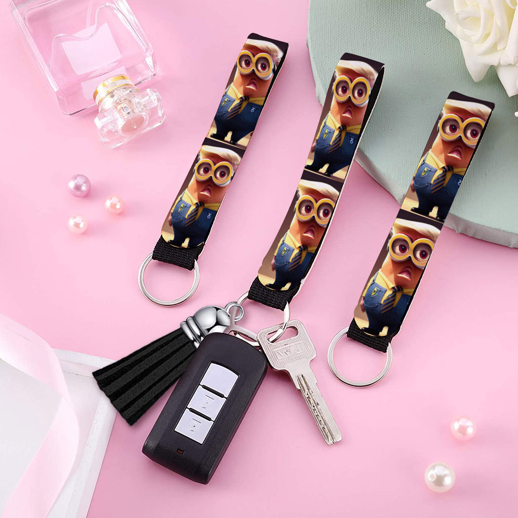 Cartoon Print Keychain Wristlet - Pop Art Keychain Bracelet - Caricature Wristlet Strap for Key Fashion Fashion Accessories Keychains  
