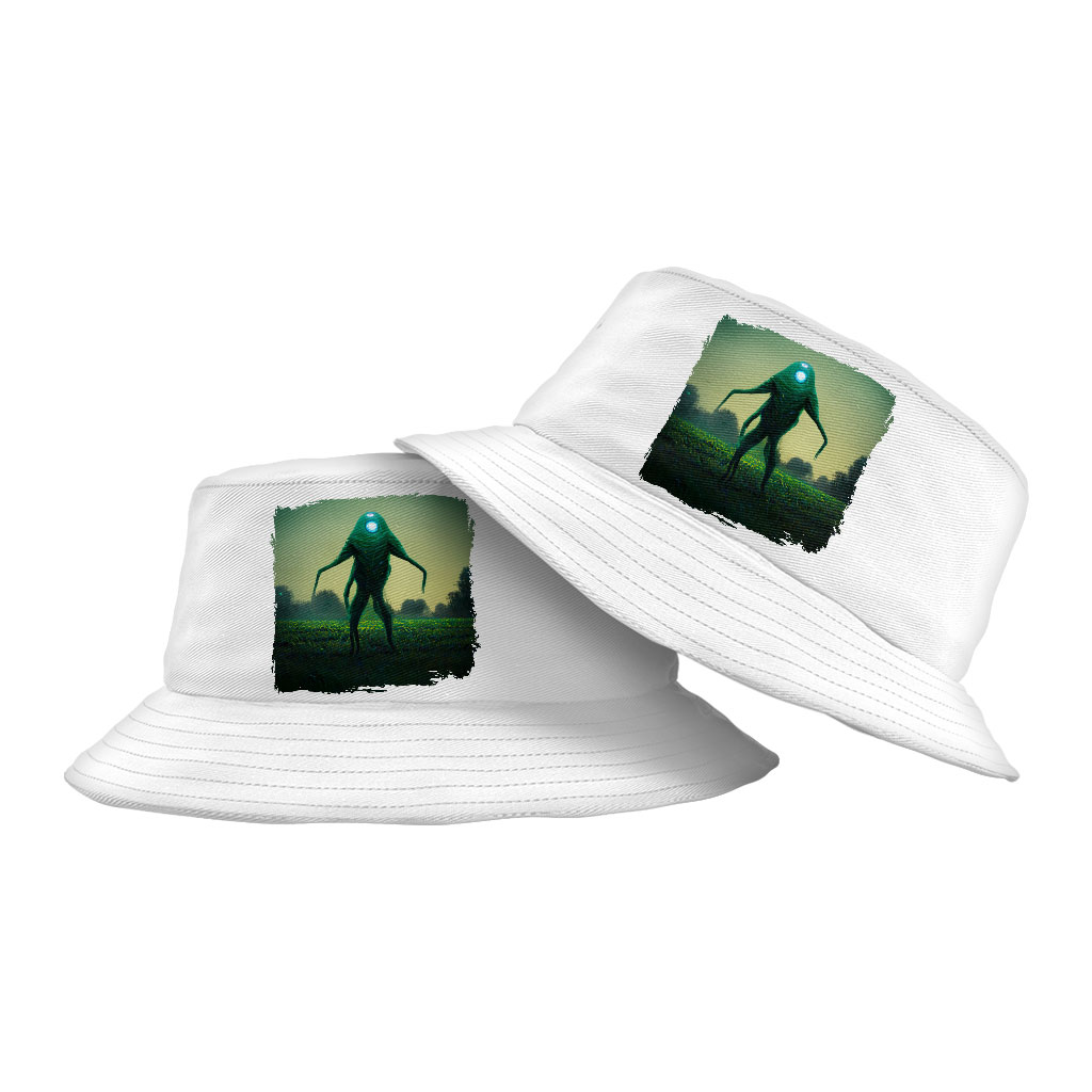 Green Alien Head Bucket Hat - Abstract Hat - Space Bucket Hat Fashion Fashion Hats & Hair Accessories New Arrivals Color : White 