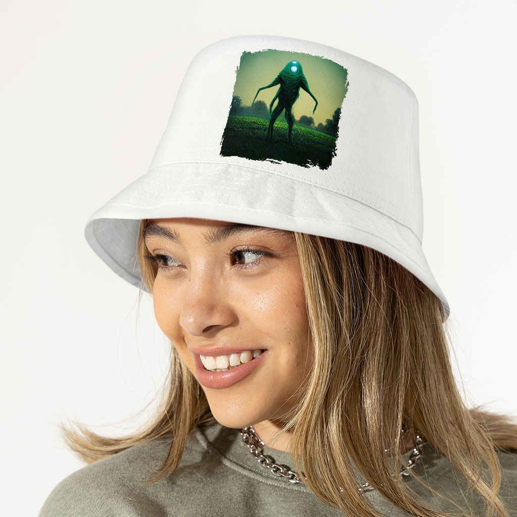 Green Alien Head Bucket Hat - Abstract Hat - Space Bucket Hat Fashion Fashion Hats & Hair Accessories New Arrivals Color : White 