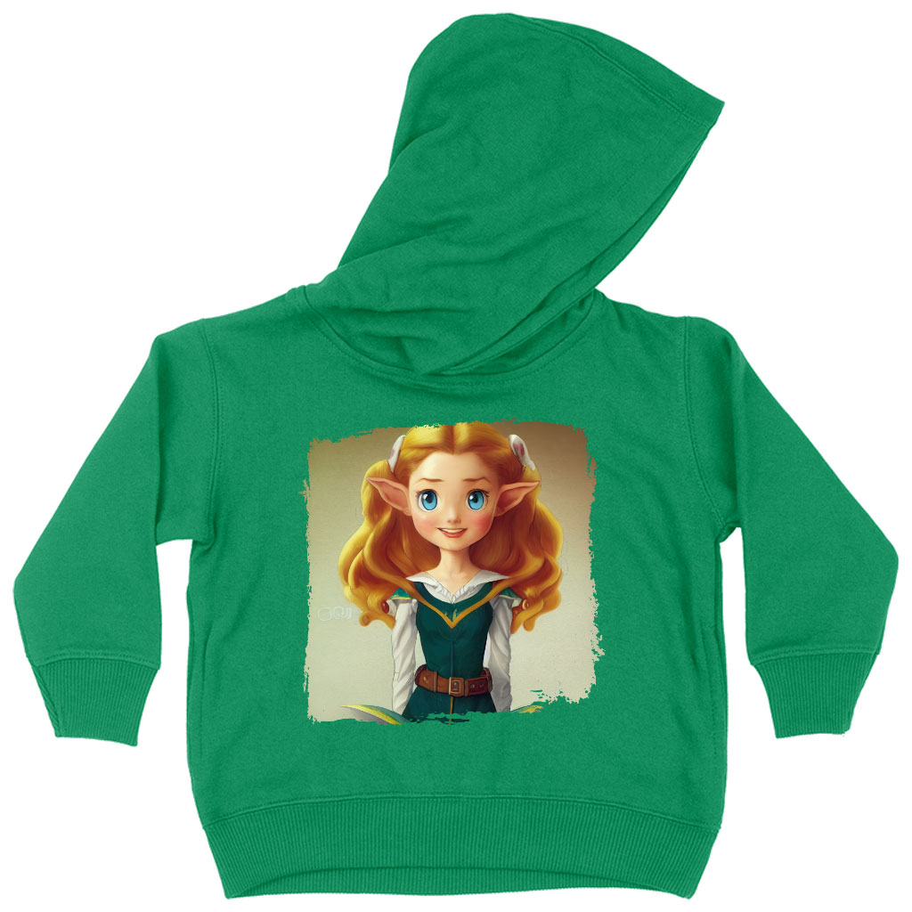 Cute Young Elf Princess Toddler Hoodie - Printed Toddler Hooded Sweatshirt - Cool Kids' Hoodie Clothing Clothing Hoodies Kids' Clothing New Arrivals Color : Black|Kelly|White 