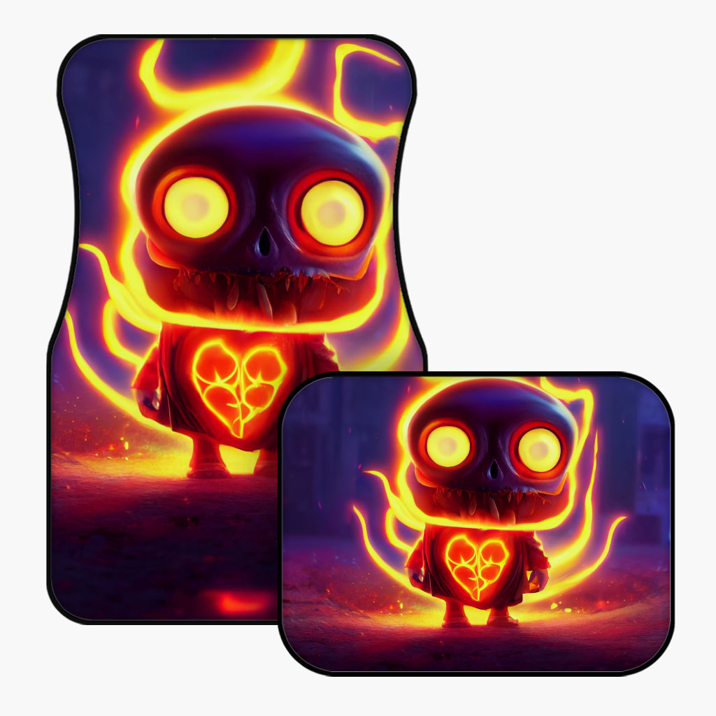 Anime Car Floor Mats 4PCS Halloween Floor Mats for Car Cute Skull