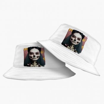 Cool Skeleton Bucket Hat – Floral Hat – Halloween Print Bucket Hat