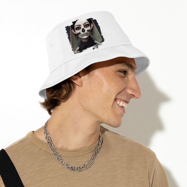 3D Skeleton Bucket Hat - Vintage Hat - Artwork Bucket Hat - Image 4