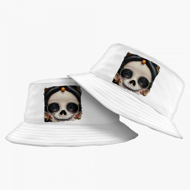 Sugar Skull Bucket Hat - Floral Hat - Skeleton Girl Bucket Hat