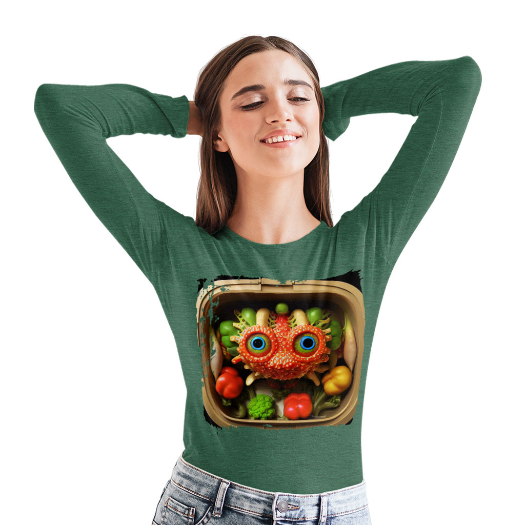 Cartoon Drawings Of Vegetables Long Sleeve T-Shirt - Cute T-Shirt - Printed Long Sleeve Tee Shirt Clothing T-Shirts Color : Black|Heather Forest|White 