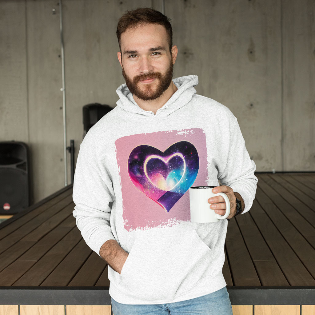 Abstract Heart Drawing Hooded Sweatshirt - Colorful Hoodie - Printed Hoodie Clothing Hoodies Color : Black|Navy|White 