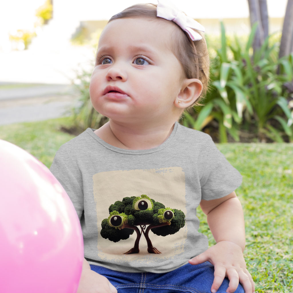 Cartoon Drawing Of Broccoli Baby Jersey T-Shirt - Funny Baby T-Shirt - Graphic T-Shirt for Babies Clothing Kids' Clothing T-Shirts Color : Athletic Heather|Heather Columbia Blue|White 