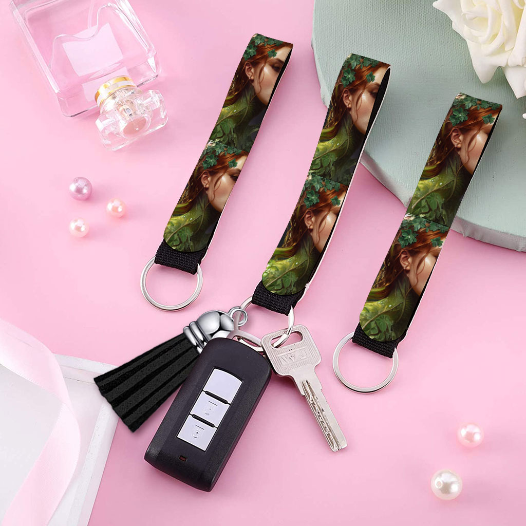 Fantasy Woman Art Keychain Wristlet - Themed Keychain Bracelet - Cool Wristlet Strap for Key Fashion Fashion Accessories Keychains  