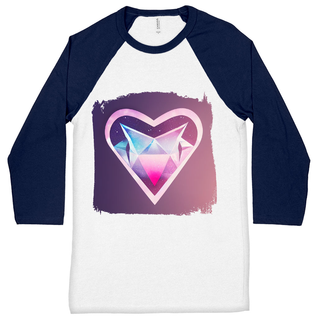 Space Heart Baseball T-Shirt - Galaxy T-Shirt - Graphic Tee Shirt Clothing T-Shirts Color : Gray White|Navy White 