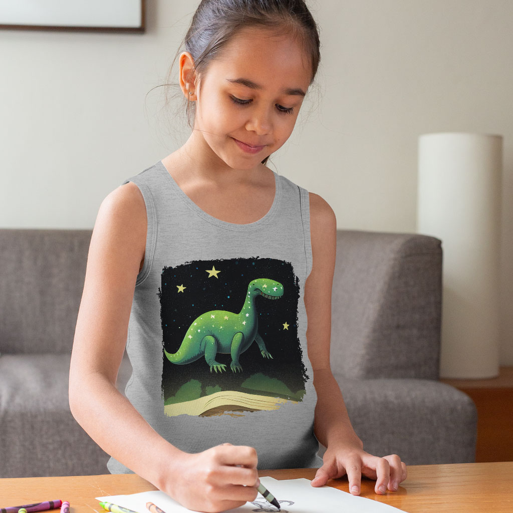 Adorable Green Cute Dinosaur Kids' Jersey Tank - Graphic Sleeveless T-Shirt - Kawaii Kids' Tank Top Clothing Kids' Clothing Tanks Color : Athletic Heather|Black|White 