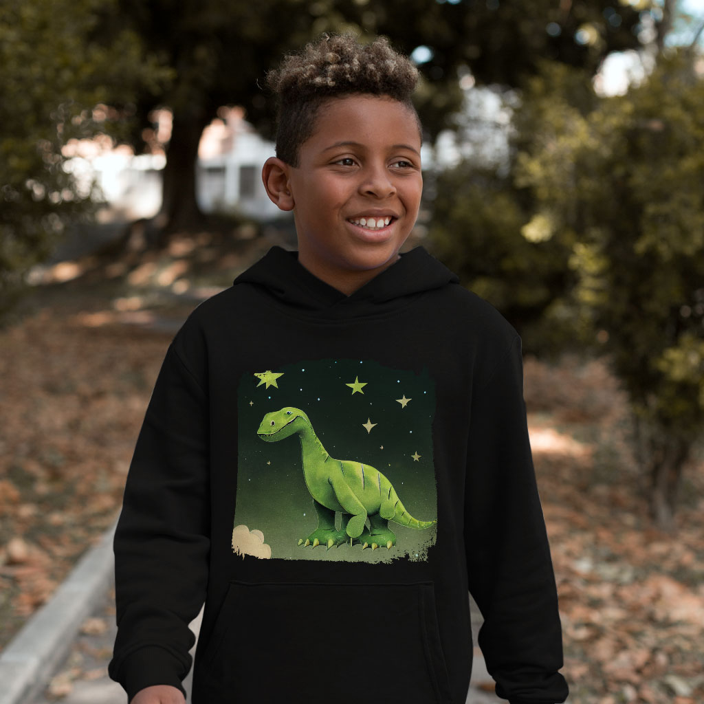 Cartoon Dinosaur Kids' Sponge Fleece Hoodie - Kawaii Kids' Hoodie - Printed Hoodie for Kids Clothing Hoodies Kids' Clothing Color : Athletic Heather|Black|Military Green 
