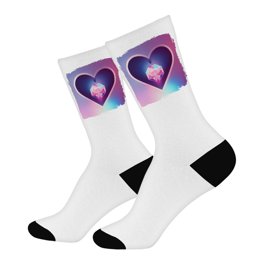 Heart Art Socks - Galaxy Novelty Socks - Printed Crew Socks Fashion Fashion Accessories Socks Size : Large|Medium 