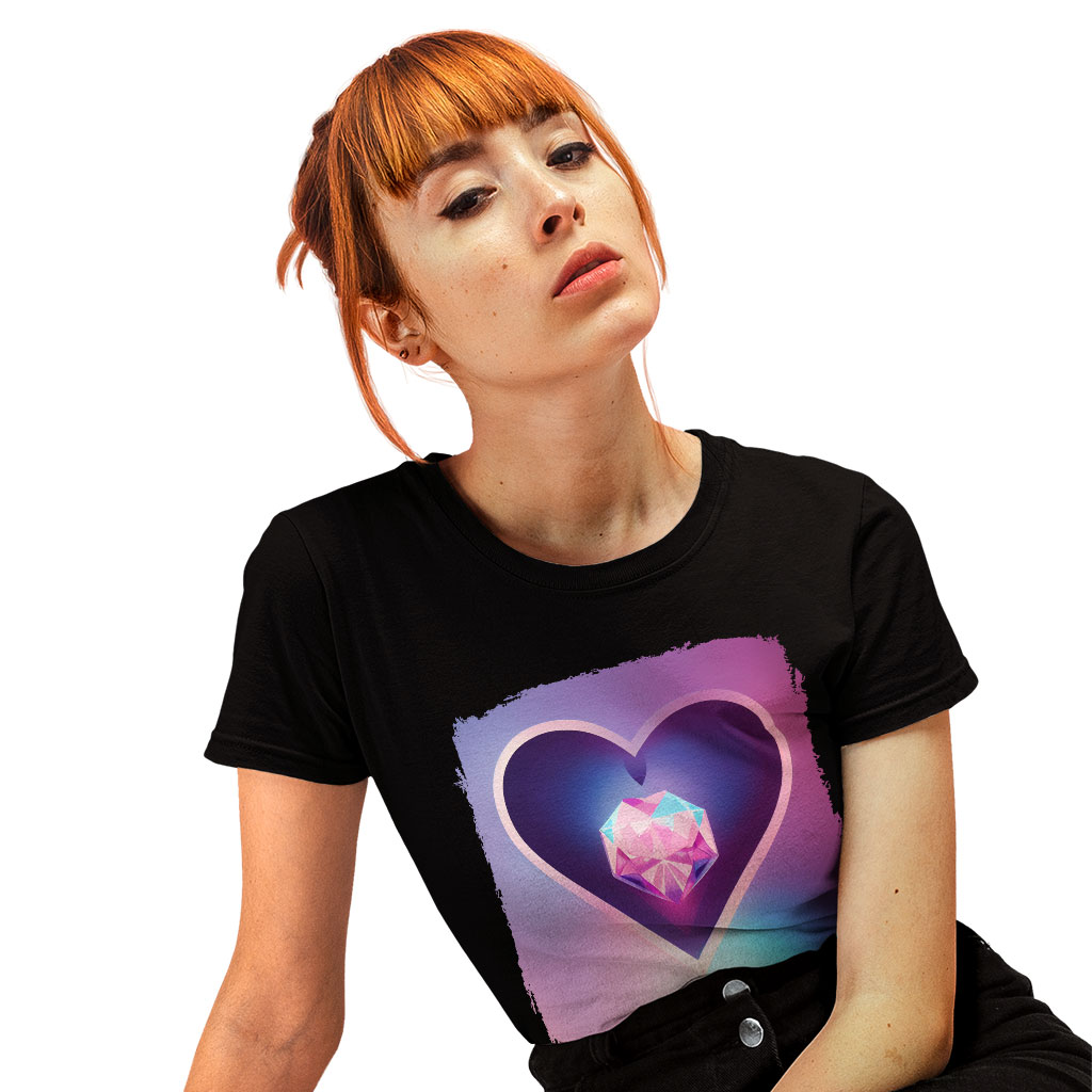 Heart Art Heavy Cotton T-Shirt - Galaxy Tee Shirt - Printed T-Shirt Clothing T-Shirts Color : Black|Forest Green|White 
