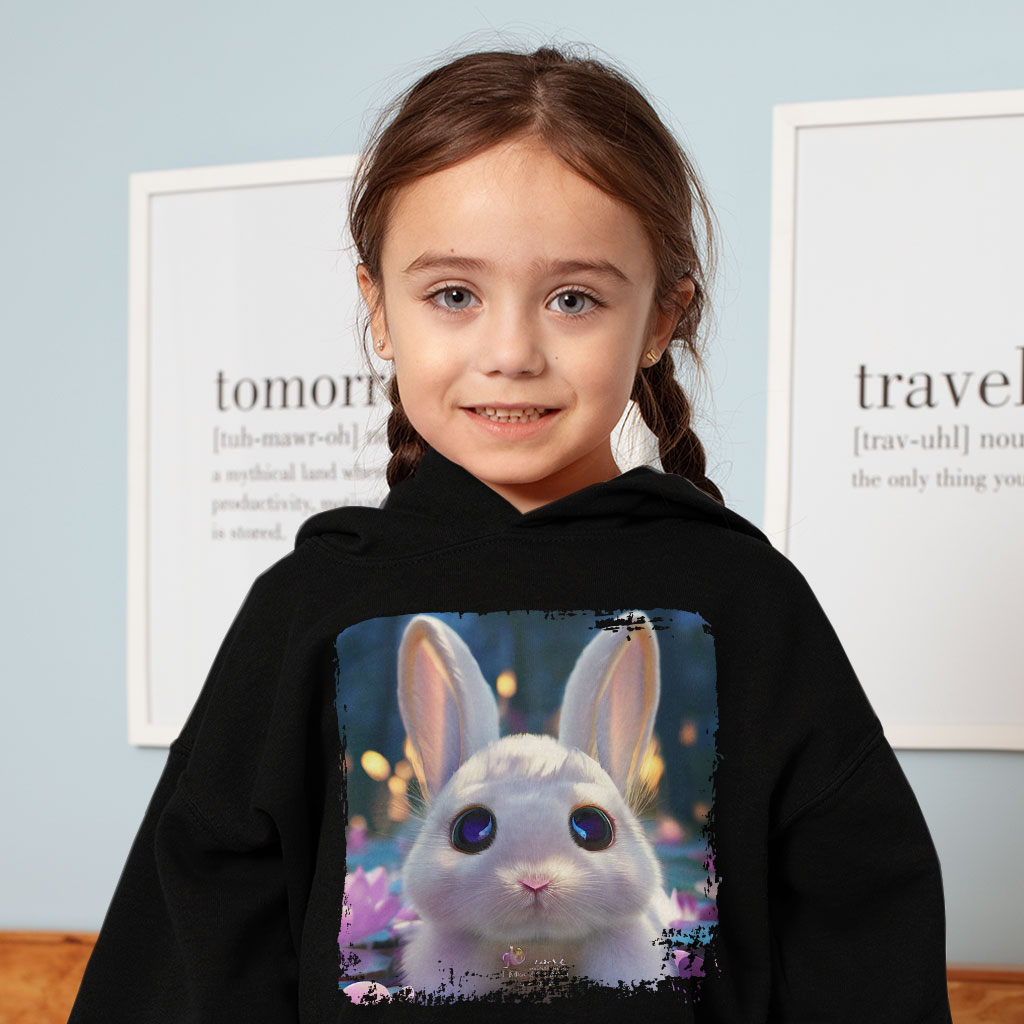 Cute Rabbit Drawing Toddler Hoodie - Graphic Toddler Hooded Sweatshirt - Colorful Kids' Hoodie Clothing Hoodies Kids' Clothing Color : Black|Kelly|White 
