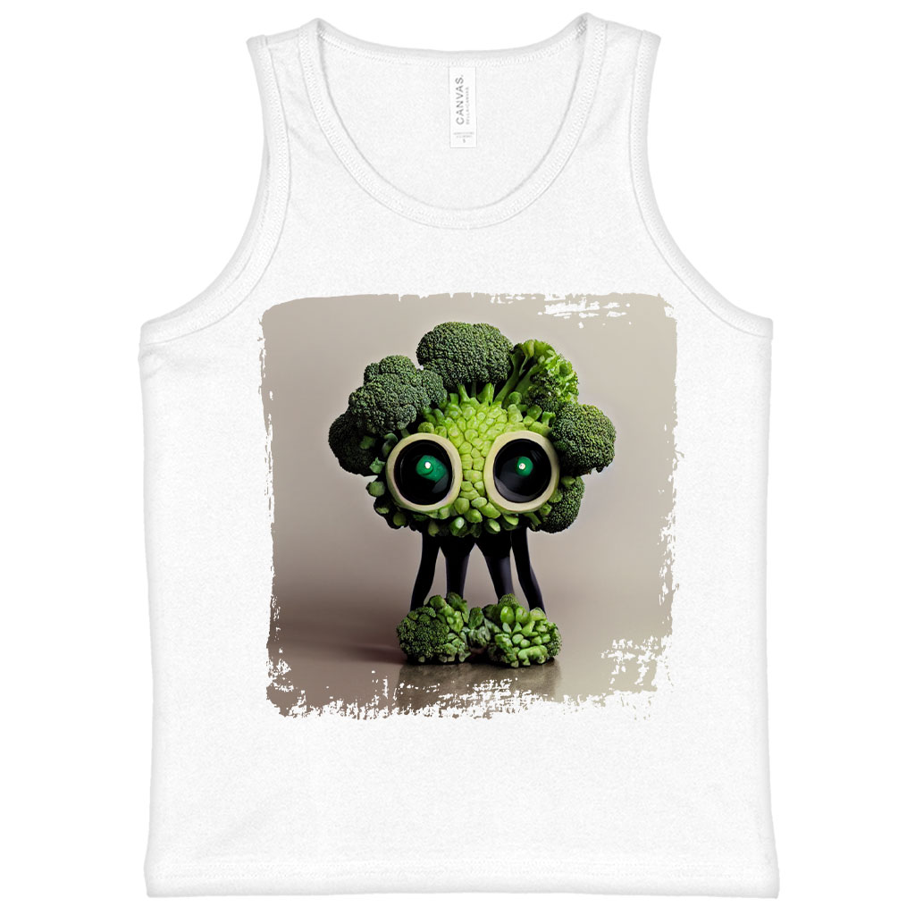 Cute Cartoon Broccoli Kids' Jersey Tank - Kawaii Sleeveless T-Shirt - Funny Kids' Tank Top Clothing Kids' Clothing Tanks Color : Athletic Heather|Black|White 