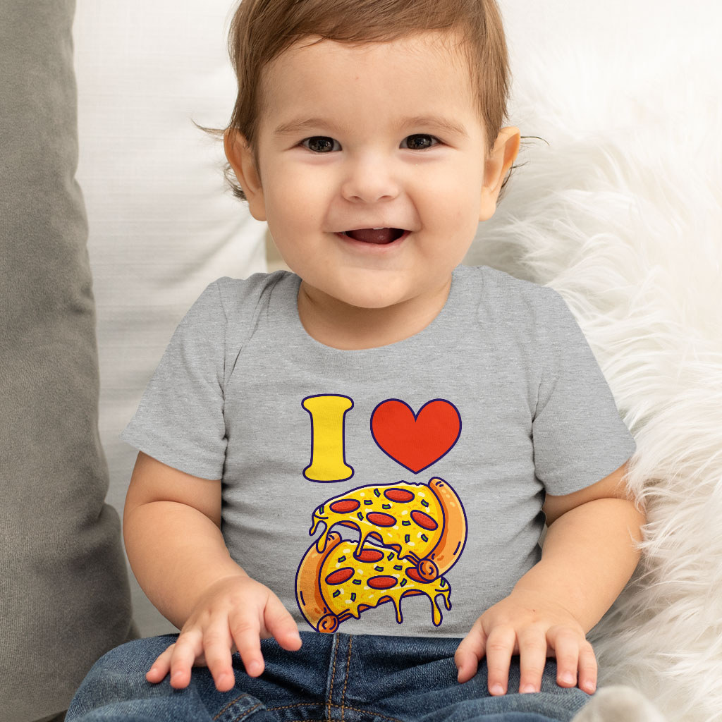 I Love Pizza Baby Jersey T-Shirt - Graphic Baby T-Shirt - Cool T-Shirt for Babies Clothing Kids' Clothing T-Shirts Color : Athletic Heather|Heather Columbia Blue|White 