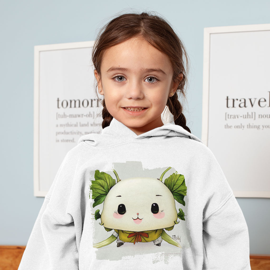 Kawaii Radish Toddler Hoodie - Cute Toddler Hooded Sweatshirt - Graphic Kids' Hoodie Clothing Hoodies Kids' Clothing Color : Black|Kelly|White 