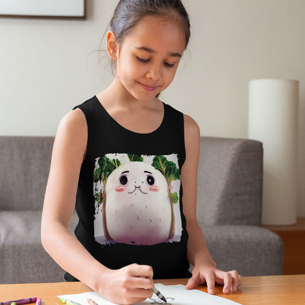 Cartoon Radish Kids' Jersey Tank - Cool Sleeveless T-Shirt - Kawaii Kids' Tank Top Clothing Kids' Clothing Tanks Color : Athletic Heather|Black|White 