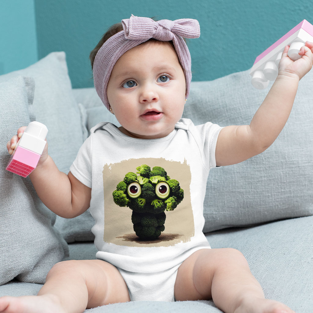 Cute Kawaii Broccoli Baby Jersey Onesie - Graphic Baby Onesie - Cartoon Baby One-Piece Clothing Kids' Clothing Onesies Color : Heather Dust|White|Yellow 