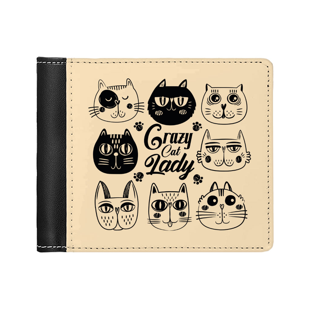 Cat Lady Men's Wallet - Cool Wallet - Funny Wallet Bags & Wallets Fashion Men's Wallet Women's Wallet Clutch Color : Black|Brown 