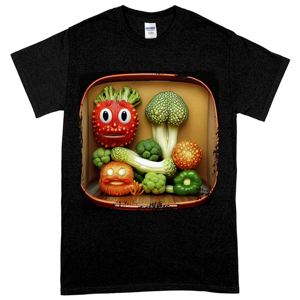 Cute Vegetables Heavy Cotton T-Shirt - Funny Tee Shirt - Printed T-Shirt Clothing T-Shirts Color : Black|Forest Green|White 