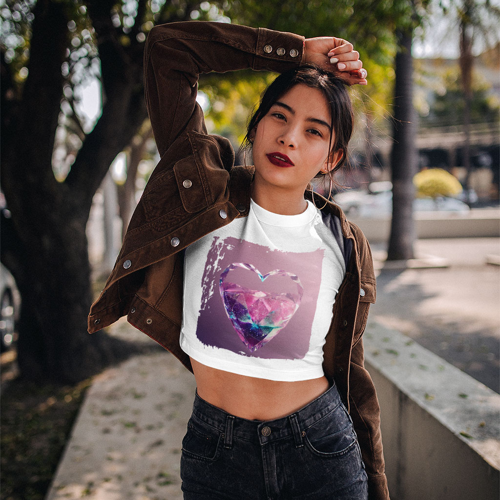 Heart Space Art Women's Cropped T-Shirt - Cool Crop Top - Themed Crop Tee Shirt Clothing T-Shirts Color : Black|Heather Olive|White 
