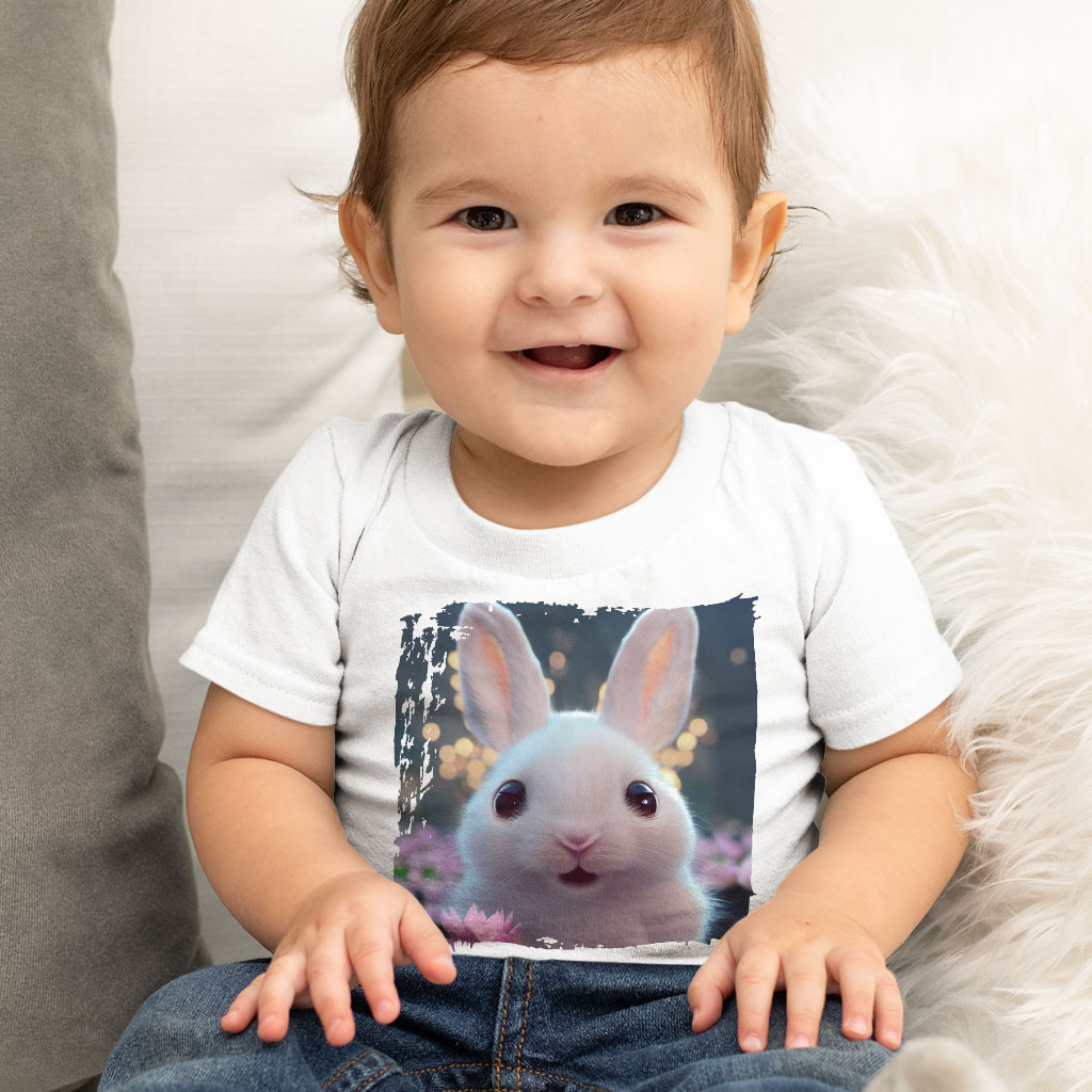 Cartoon White Rabbit Baby Jersey T-Shirt - Themed Baby T-Shirt - Colorful T-Shirt for Babies Clothing Kids' Clothing T-Shirts Color : Athletic Heather|Heather Columbia Blue|White 