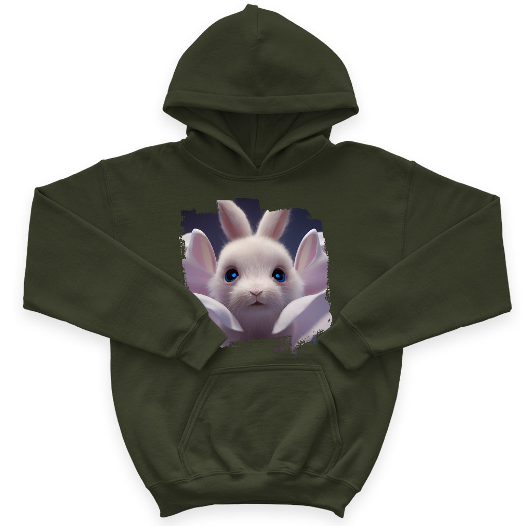 Cartoon Rabbit Face Kids' Sponge Fleece Hoodie - Printed Kids' Hoodie - Funny Hoodie for Kids Clothing Hoodies Kids' Clothing Color : Athletic Heather|Black|Military Green 