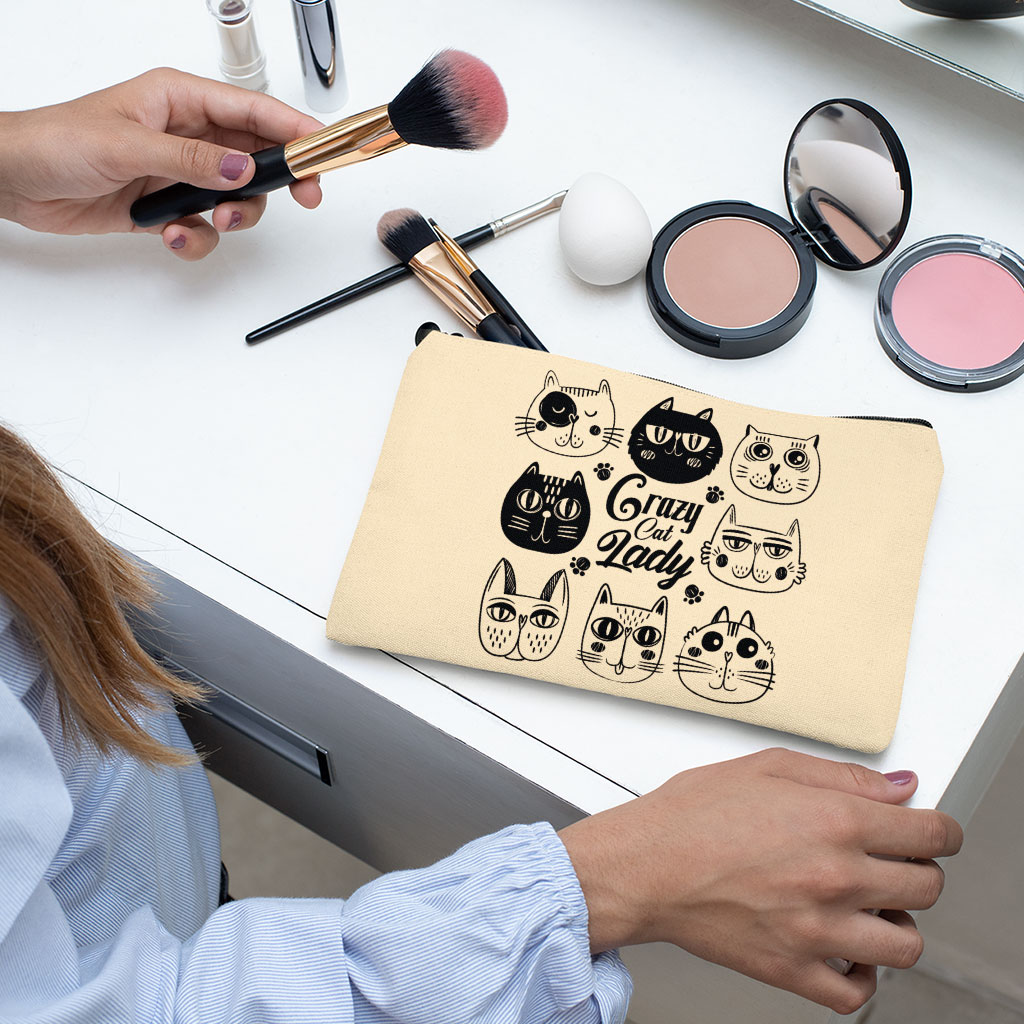 Cat Lady Makeup Bag - Cool Cosmetic Bag - Funny Makeup Pouch Bags & Wallets Fashion Makeup Pouch  