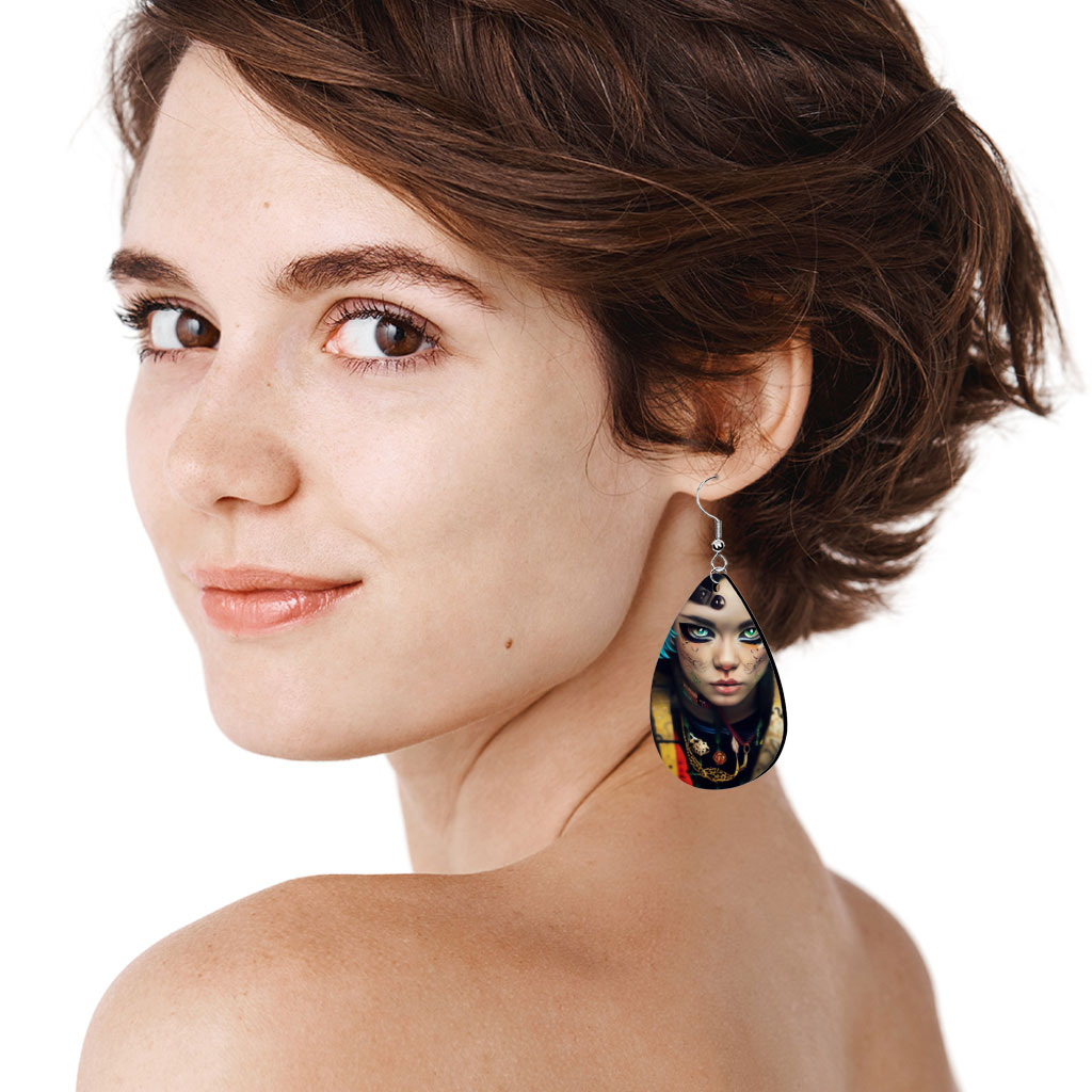 Punk Rock Girl Earrings - Printed Earrings - Cool Earrings Earrings Fashion Fashion Accessories Jewelry  