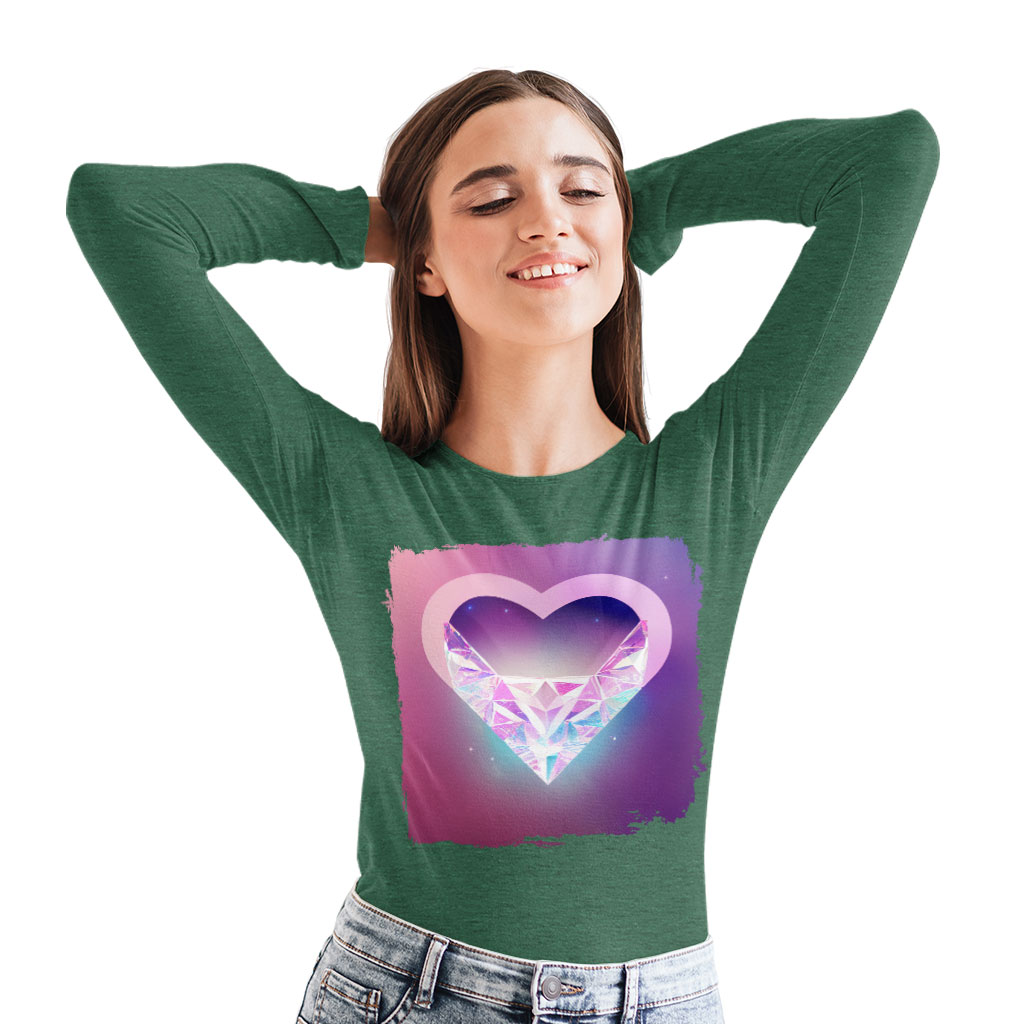 Abstract Heart Long Sleeve T-Shirt - Colorful T-Shirt - Themed Long Sleeve Tee Shirt Clothing T-Shirts Color : Black|Heather Forest|White 