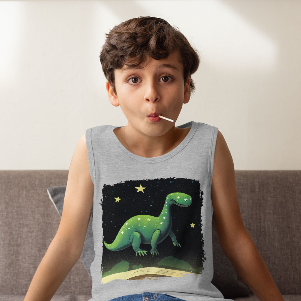 Adorable Green Cute Dinosaur Kids' Jersey Tank - Graphic Sleeveless T-Shirt - Kawaii Kids' Tank Top Clothing Kids' Clothing Tanks Color : Athletic Heather|Black|White 