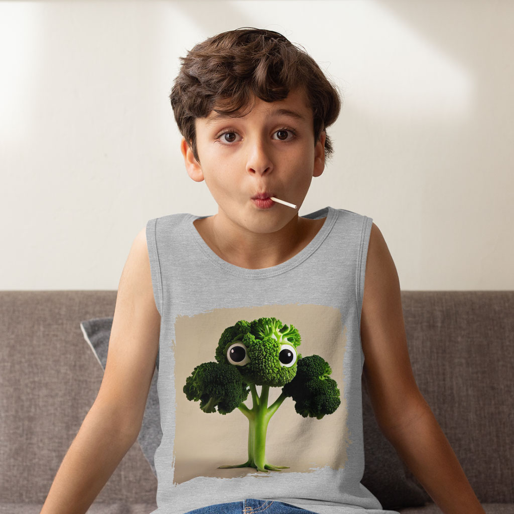 Broccoli Cartoon Drawing Kids' Jersey Tank - Cool Sleeveless T-Shirt - Themed Kids' Tank Top Clothing Kids' Clothing Tanks Color : Athletic Heather|Black|White 