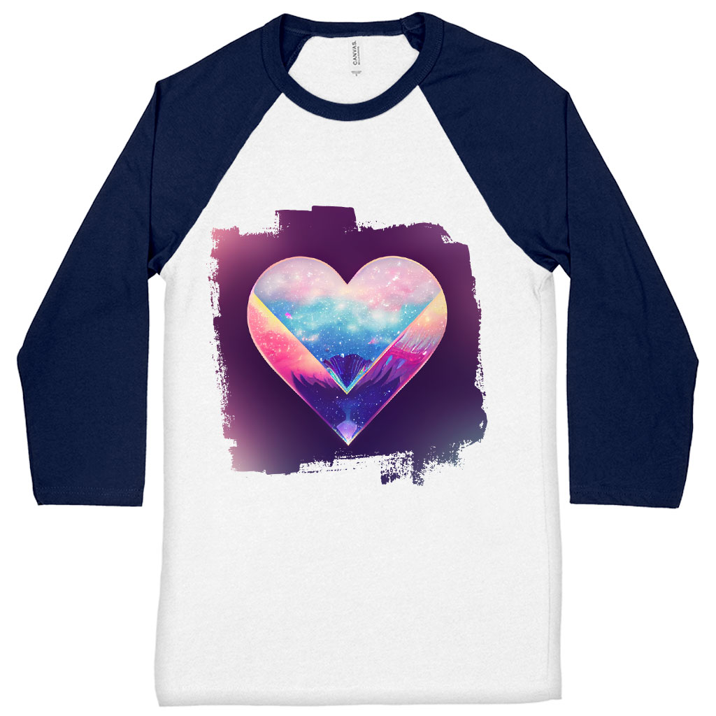 Galaxy Heart Baseball T-Shirt - Graphic T-Shirt - Colorful Tee Shirt Clothing T-Shirts Color : Gray White|Navy White 