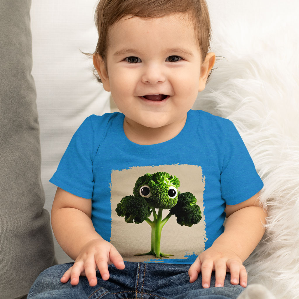 Broccoli Cartoon Drawing Baby Jersey T-Shirt - Cool Baby T-Shirt - Themed T-Shirt for Babies Clothing Kids' Clothing T-Shirts Color : Athletic Heather|Heather Columbia Blue|White 