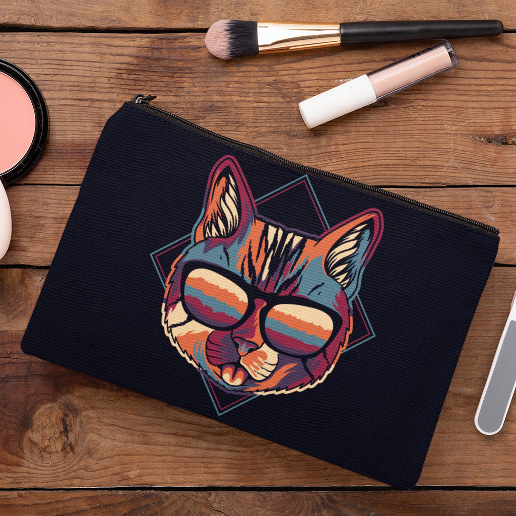 Cat Glasses Makeup Bag - Graphic Cosmetic Bag - Colorful Makeup Pouch Bags & Wallets Fashion Makeup Pouch  