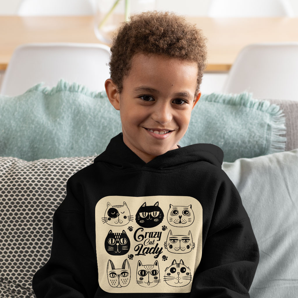 Cat Lady Toddler Hoodie - Themed Toddler Hooded Sweatshirt - Colorful Kids' Hoodie Clothing Hoodies Kids' Clothing Color : Black|Kelly|White 