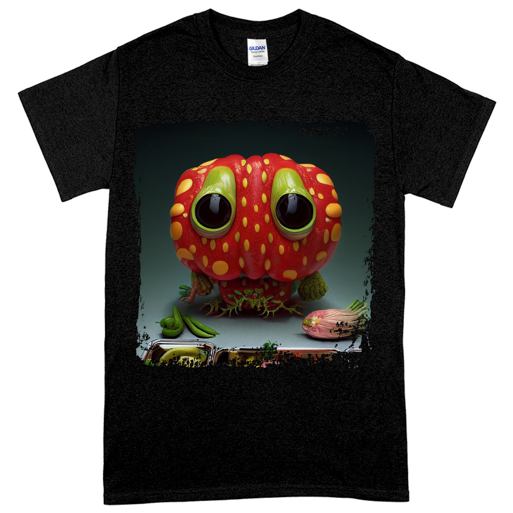Vegetables With Funny Faces Heavy Cotton T-Shirt - Printed Tee Shirt - Cartoon T-Shirt Clothing T-Shirts Color : Black|Forest Green|White 