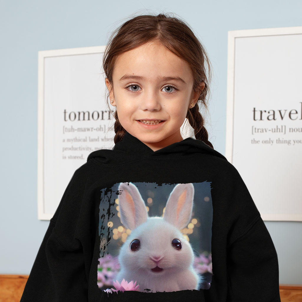 Cartoon White Rabbit Toddler Hoodie - Themed Toddler Hooded Sweatshirt - Colorful Kids' Hoodie Clothing Hoodies Kids' Clothing Color : Black|Kelly|White 