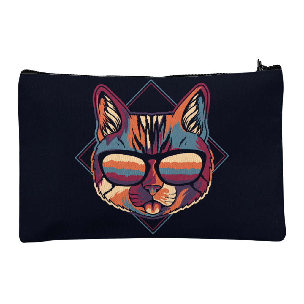 Cat Glasses Makeup Bag - Graphic Cosmetic Bag - Colorful Makeup Pouch Bags & Wallets Fashion Makeup Pouch  