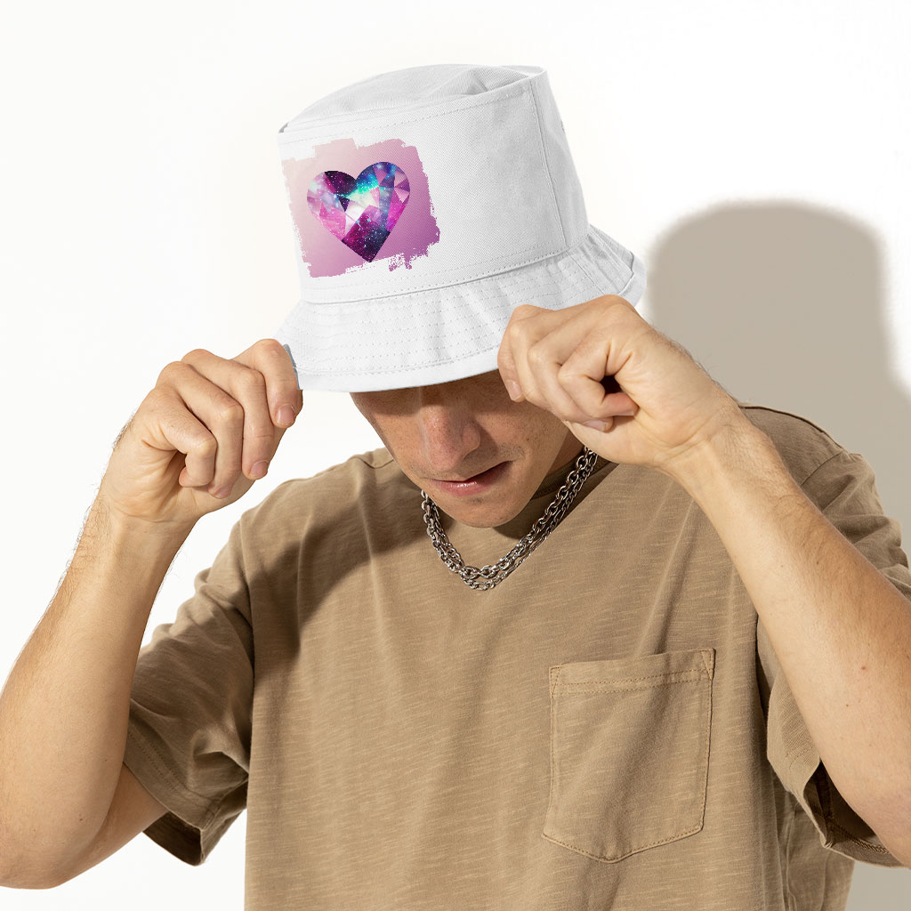 Pink Crystal Heart Bucket Hat - Cool Hat - Galaxy Bucket Hat Fashion Accessories Hats & Hair Accessories Color : White 