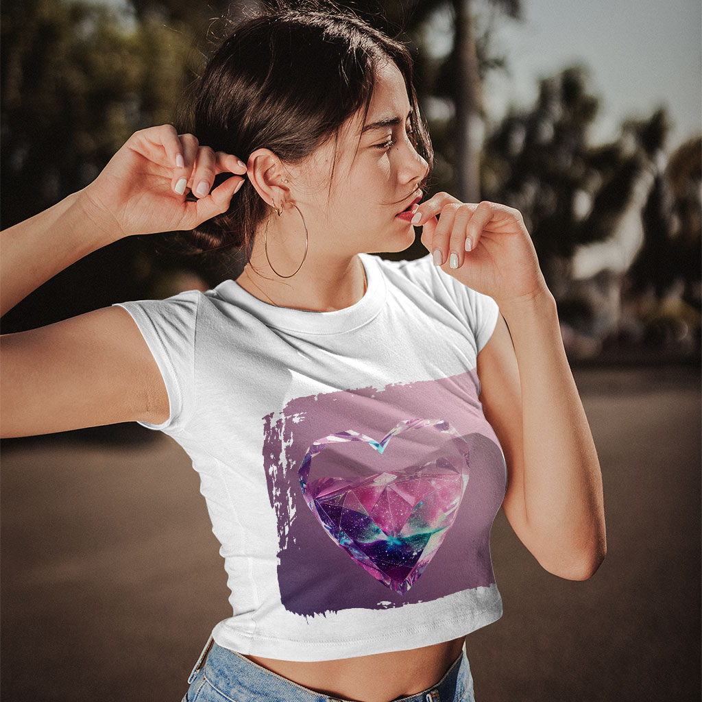 Heart Space Art Women's Cropped T-Shirt - Cool Crop Top - Themed Crop Tee Shirt Clothing T-Shirts Color : Black|Heather Olive|White 