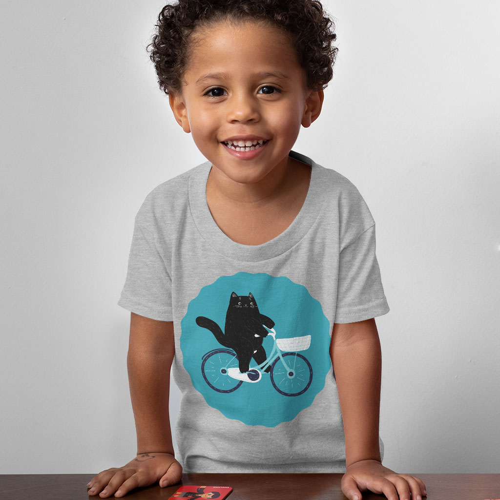 Cat on a Bike Toddler T-Shirt - Themed Kids' T-Shirt - Animal Print Tee Shirt for Toddler Clothing Kids' Clothing T-Shirts Color : Athletic Heather|Heather Columbia Blue|Heather Dust 