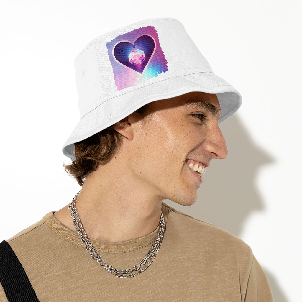 Heart Art Bucket Hat - Galaxy Hat - Printed Bucket Hat Fashion Accessories Hats & Hair Accessories Color : White 