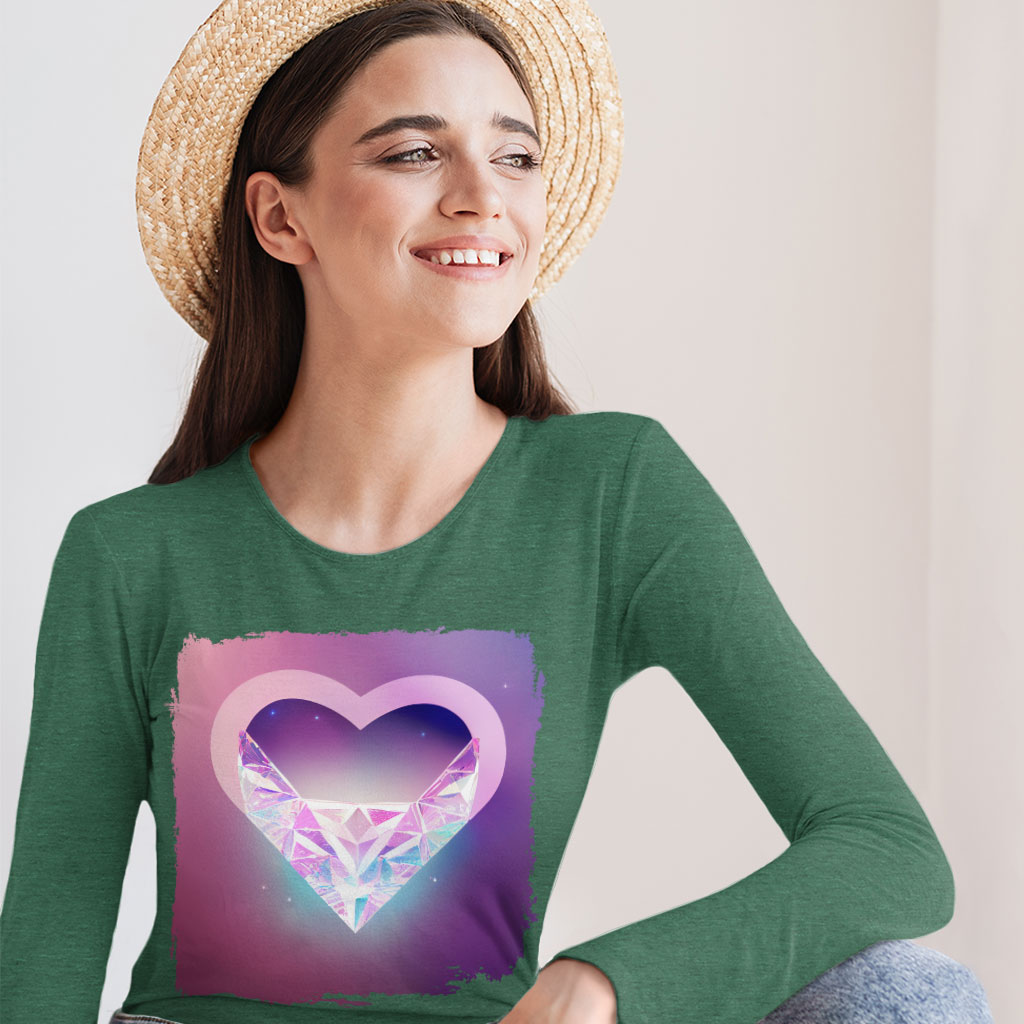 Abstract Heart Long Sleeve T-Shirt - Colorful T-Shirt - Themed Long Sleeve Tee Shirt Clothing T-Shirts Color : Black|Heather Forest|White 