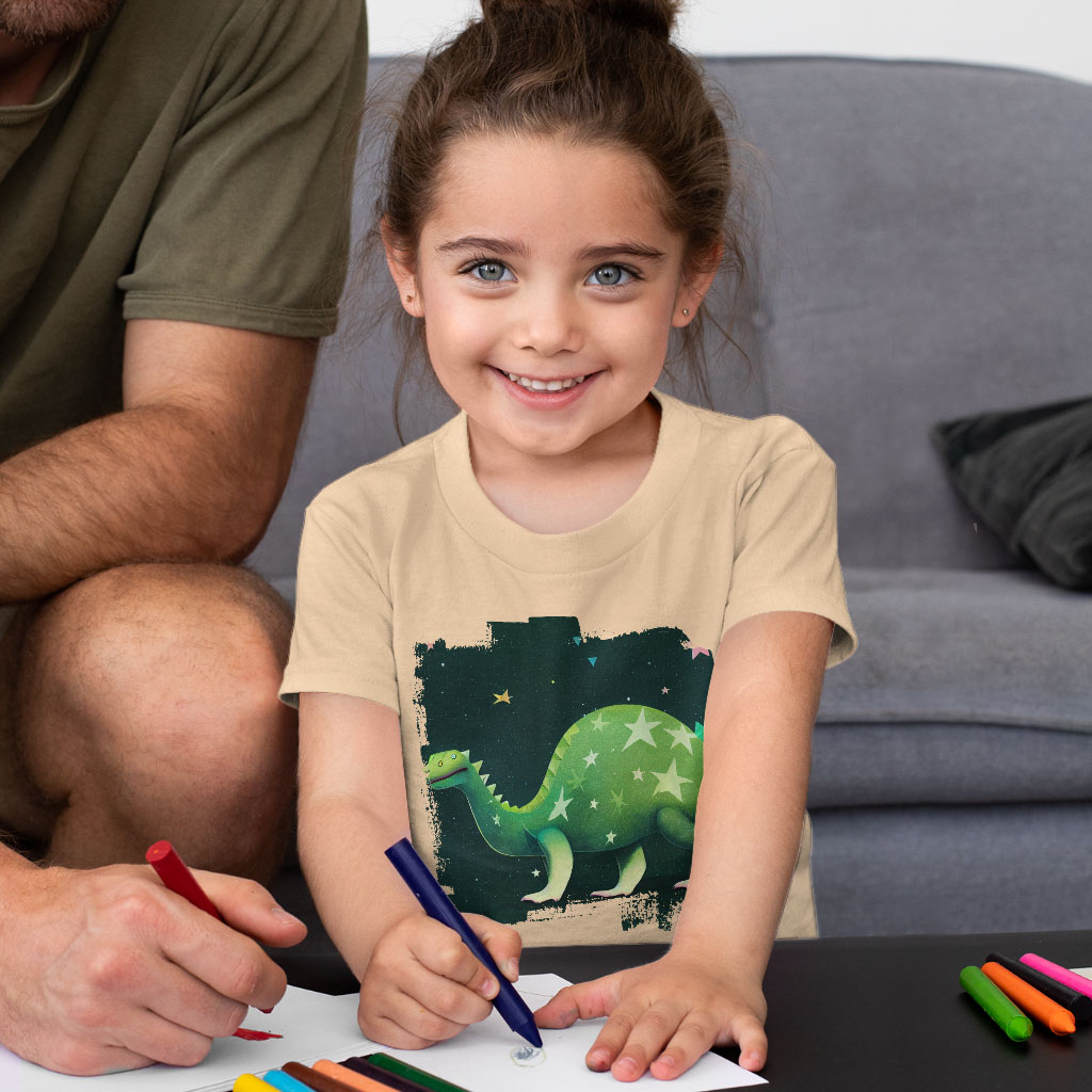 Cute Green Dinosaur Toddler T-Shirt - Cartoon Kids' T-Shirt - Printed Tee Shirt for Toddler Clothing Kids' Clothing T-Shirts Color : Athletic Heather|Heather Columbia Blue|Heather Dust 