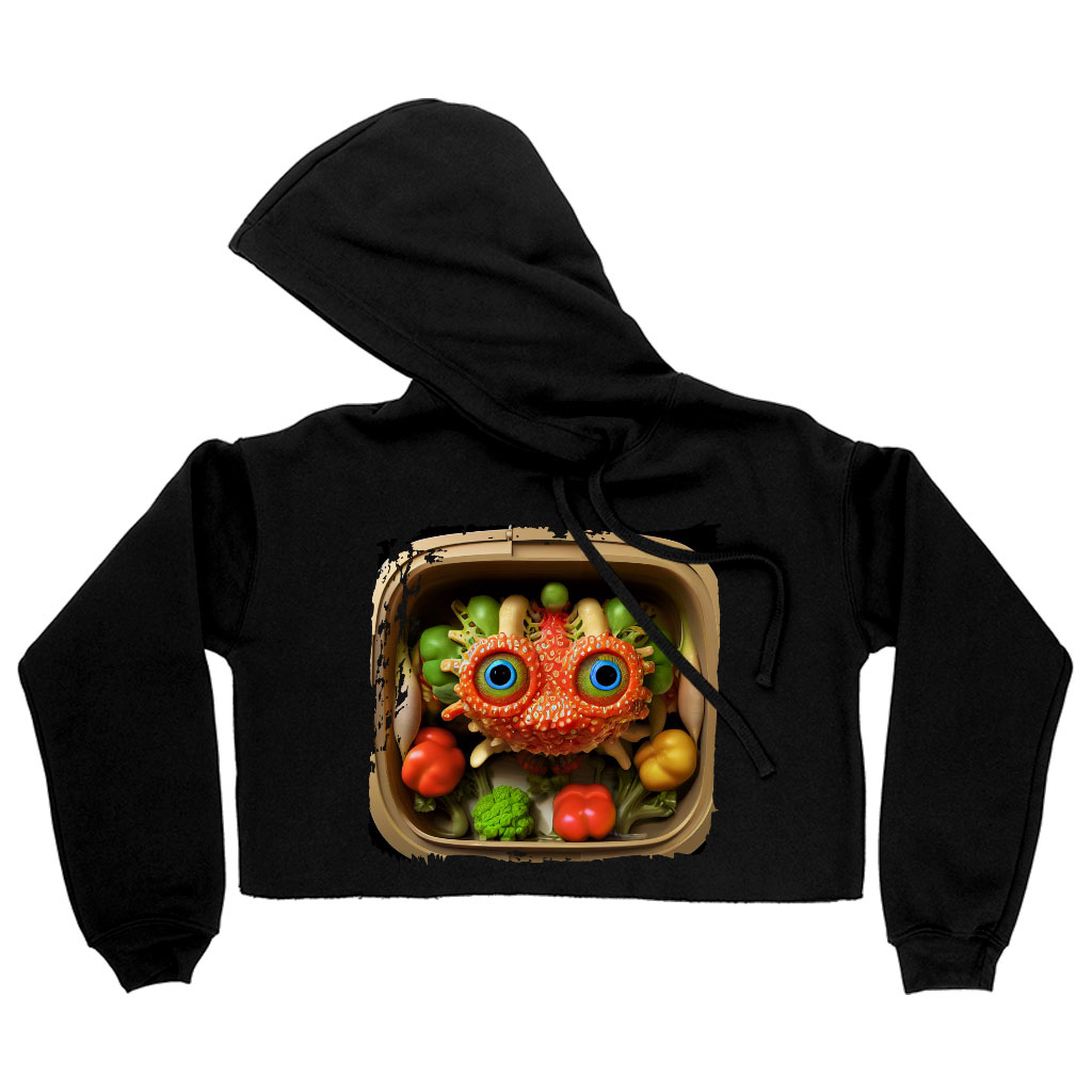 Cartoon Drawings Of Vegetables Women's Cropped Fleece Hoodie - Cute Cropped Hoodie for Women - Printed Hooded Sweatshirt Clothing Hoodies Color : Black|Heather Dust|Storm 