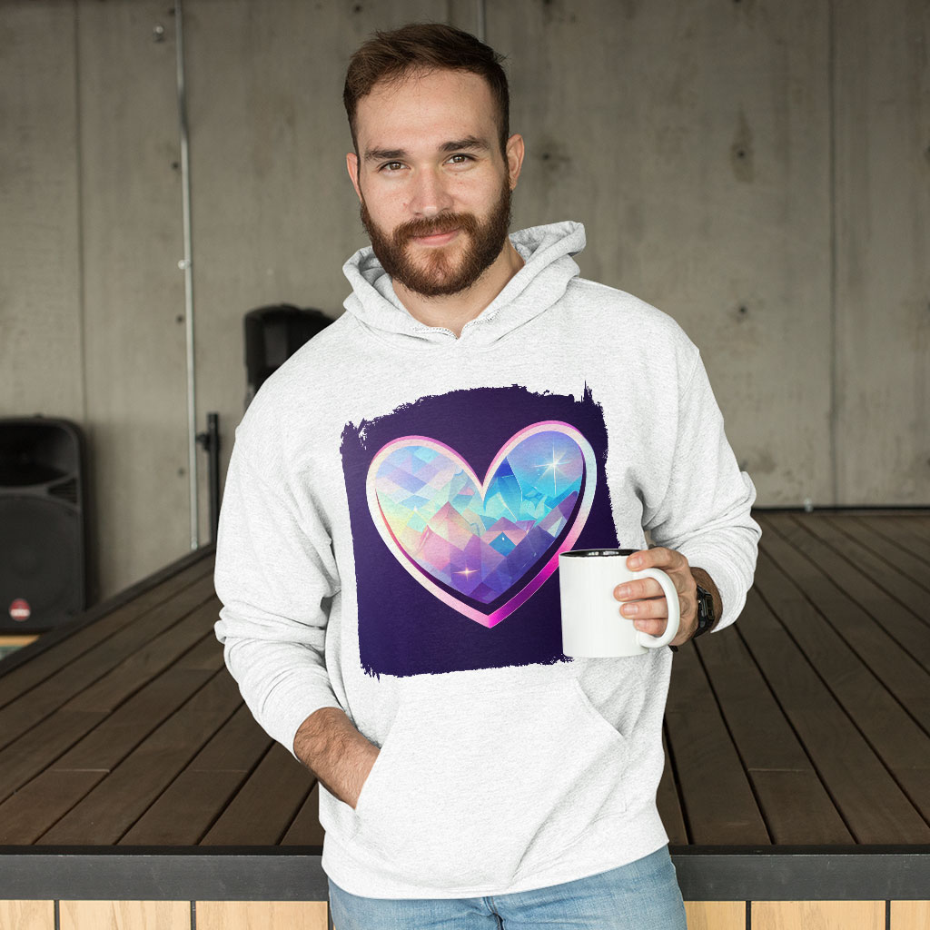 Crystal Heart Drawing Hooded Sweatshirt - Space Hoodie - Graphic Hoodie Clothing Hoodies Color : Black|Navy|White 