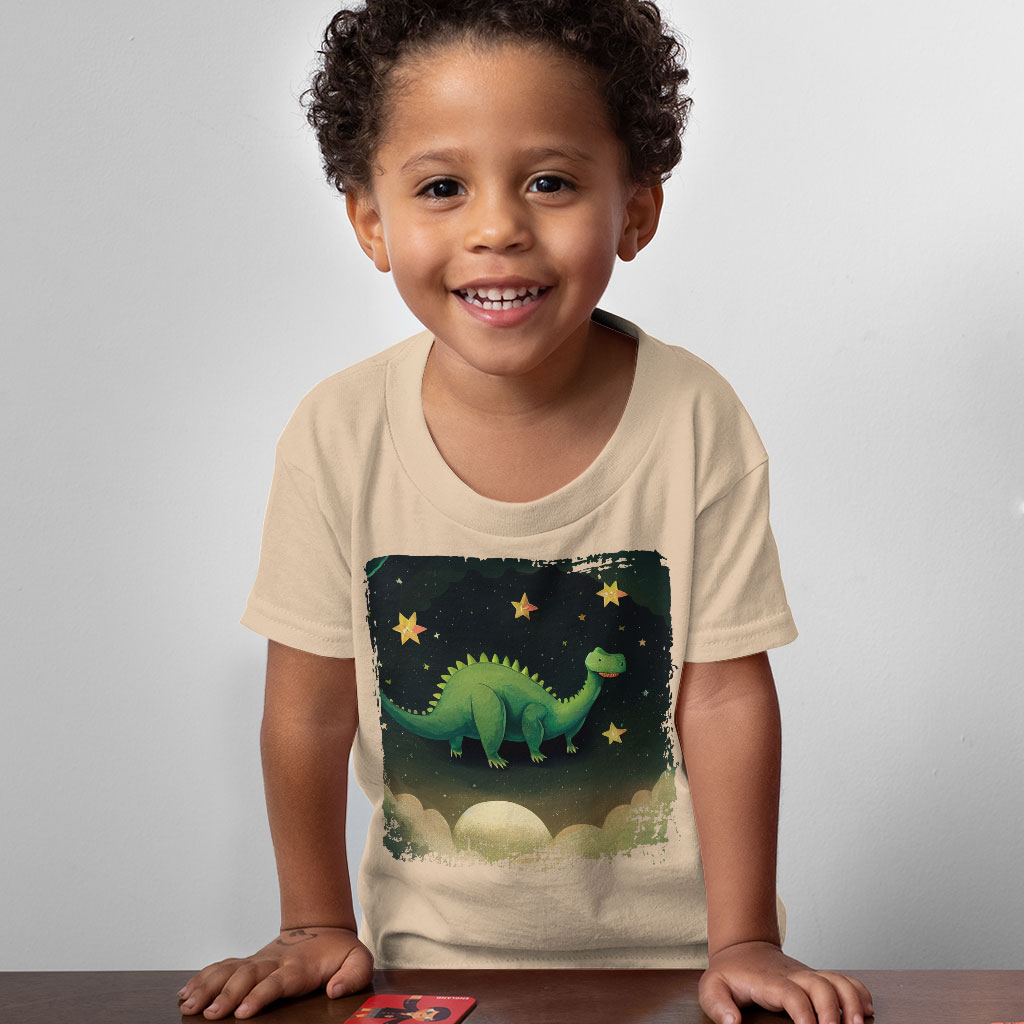 Cute Green Dinosaur Drawing Toddler T-Shirt - Cool Kids' T-Shirt - Graphic Tee Shirt for Toddler Clothing Kids' Clothing T-Shirts Color : Athletic Heather|Heather Columbia Blue|Heather Dust 