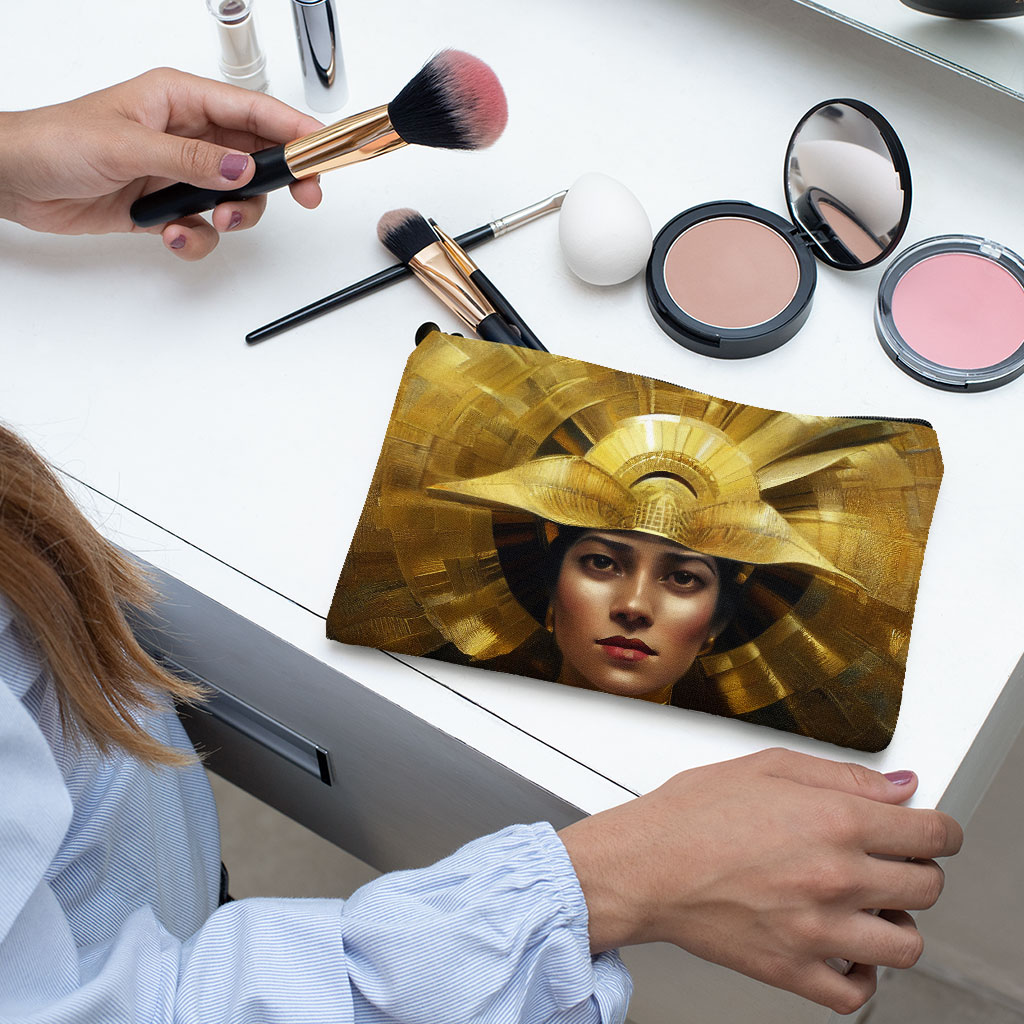 Woman in Gold Dress Makeup Bag - Cool Cosmetic Bag - Graphic Makeup Pouch Bags & Wallets Fashion Makeup Pouch  